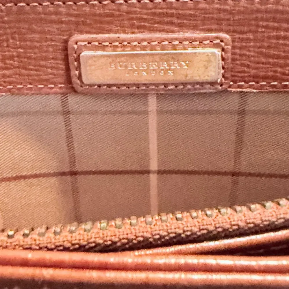Vintage Burberry Brown Leather Clutch-Style Briefcase – Push Lock w/ Key